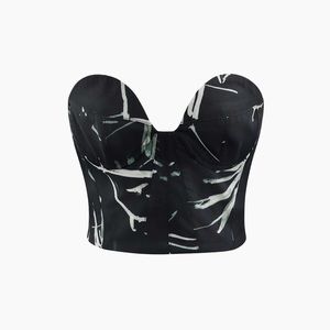Printed Strapless Bustier Top